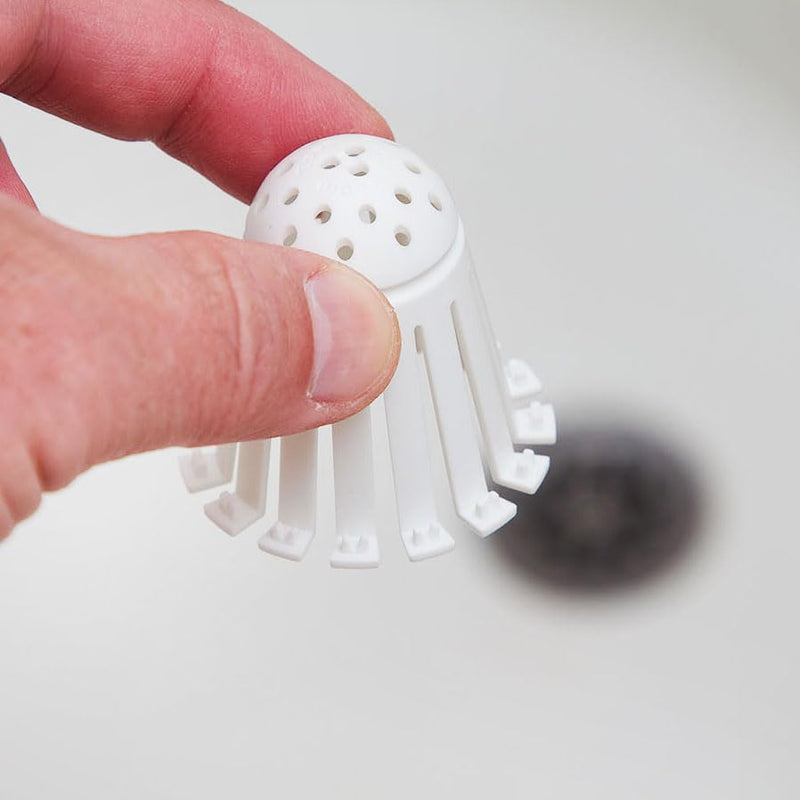TubShroom Toss 21pk Disposable Bath Tub Drain Strainers - Hair Catcher Snare for Shower Bathtub to Prevent Clogged Drains, Traps Human and Pet Hair, One Year Supply (White) White