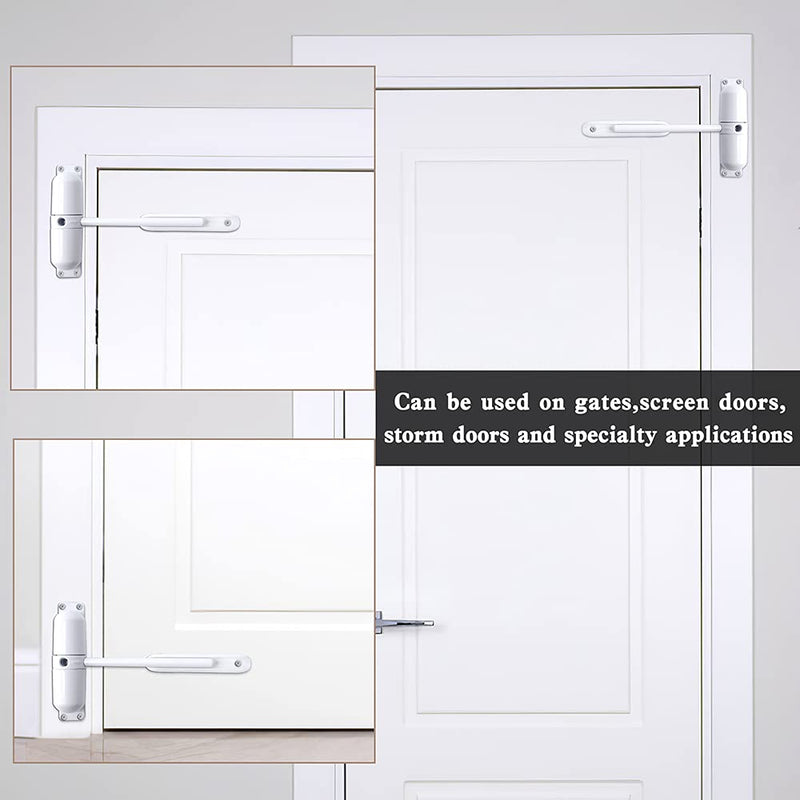 Automatic Door Closer, Safety Spring Door Closers - Easy to Install to Convert Hinged Doors to Self-Closing – Diecast Construction-White White