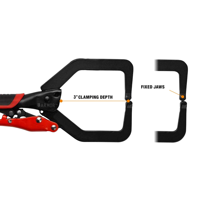ARMOR TOOL Locking C Clamp Vice Grips - 7" Welding Clamps with Auto Adjust Design & Comfortable Grips Armor Tools A06200G 7-inch C-clamp