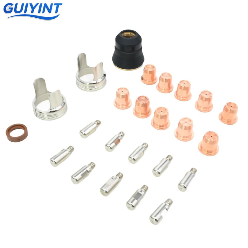 24pcs Plasma Cutting Torch Consumables Sets | Compatible with Most Plasma Cutters Including CUT-55DS Pro/CUT-65DS, IPT40, PT60 (Stainless Steel & Aluminum)