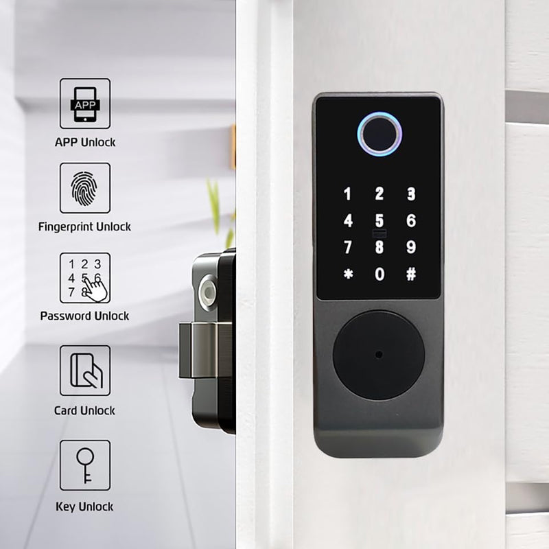 Waterproof Outdoor Gate Smart Rim Lock Digital WiFi Fingerprint Electric Electronic Smart Door Lock with Tuya TTLock App