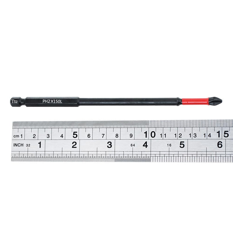 AUTOTOOLHOME 10 Pack Phillips PH2 Magnetic Anti Slip Screwdriver Bit Set 6 inch Length TS2 Anti-Slip Long Drill Bits Impact Driver Bits Length:150mm