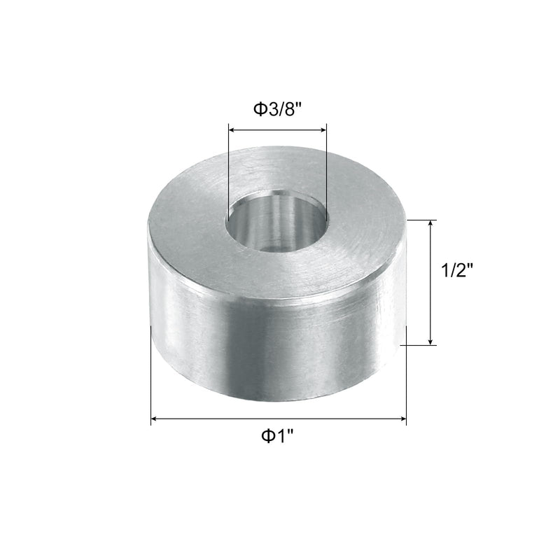 uxcell 4pcs Aluminum Spacer 3/8" Bore x 1" OD x 1/2" Length Screw Standoff Bushing Plain Finish Round Metal Spacer for 3/8 ID Screws Bolts and Rods 3/8" x 1" x 1/2"