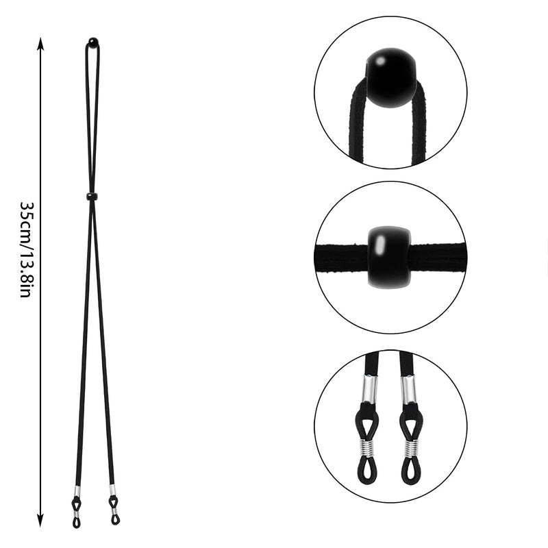 Glasses Strap(6 PCS) Sports Eyeglass Strap,Adjustable Sunglasses Lanyard Neck Holders Cord Retainer for Men Women 6 Pack-black