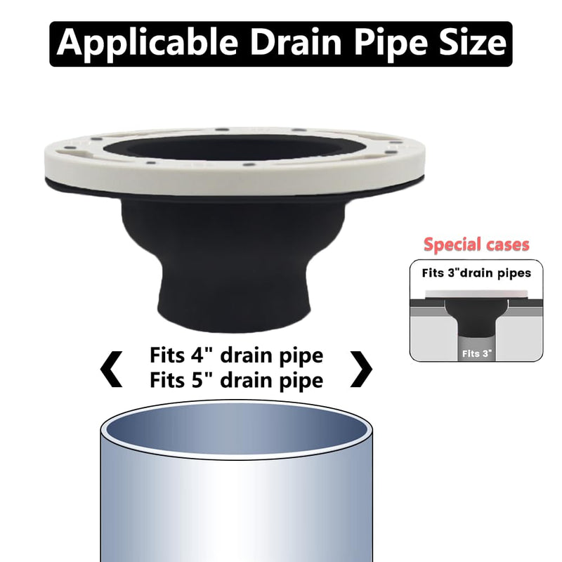 Toilet Flange Repair Kit, Flange Repair Kit for 4" and 5" or Special 3" Waste Line, for Toilet Flange Repair and Easy Installation Black
