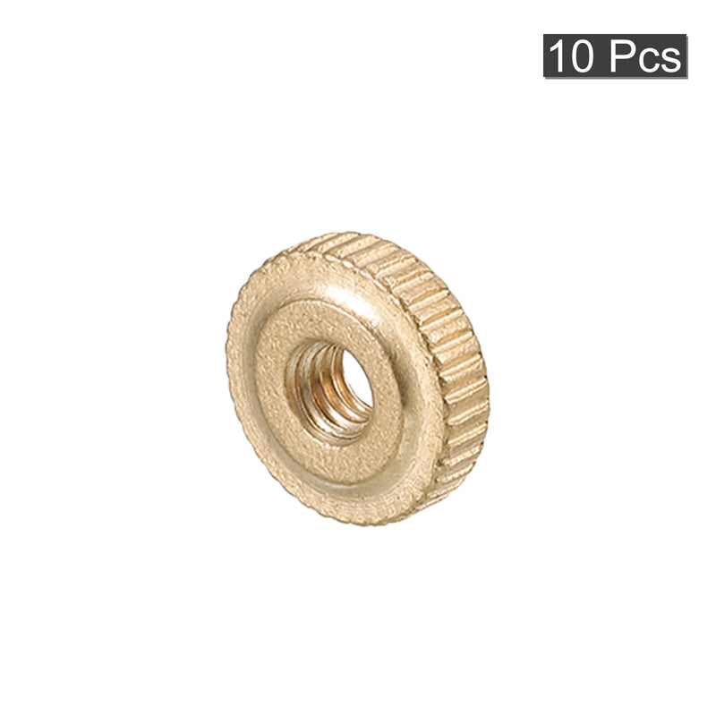 uxcell Knurled Thumb Nuts, 10pcs M4 x D12mm x H3.5mm Brass Knurled Nut Flat Head Through Hole Lock Adjusting Nuts for 3D Printer Parts M4 x 12mm x 3.5mm 10