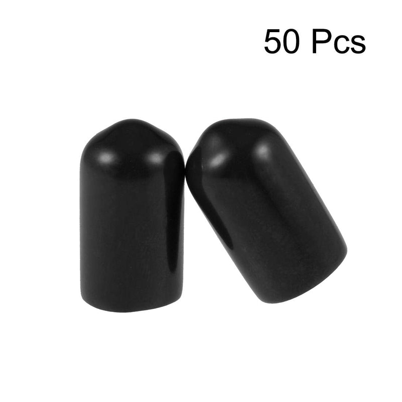 uxcell 50pcs Rubber End Caps 7.5mm ID Vinyl Round Tube Bolt Cap Cover Screw Thread Protectors Black, 0.3 inch