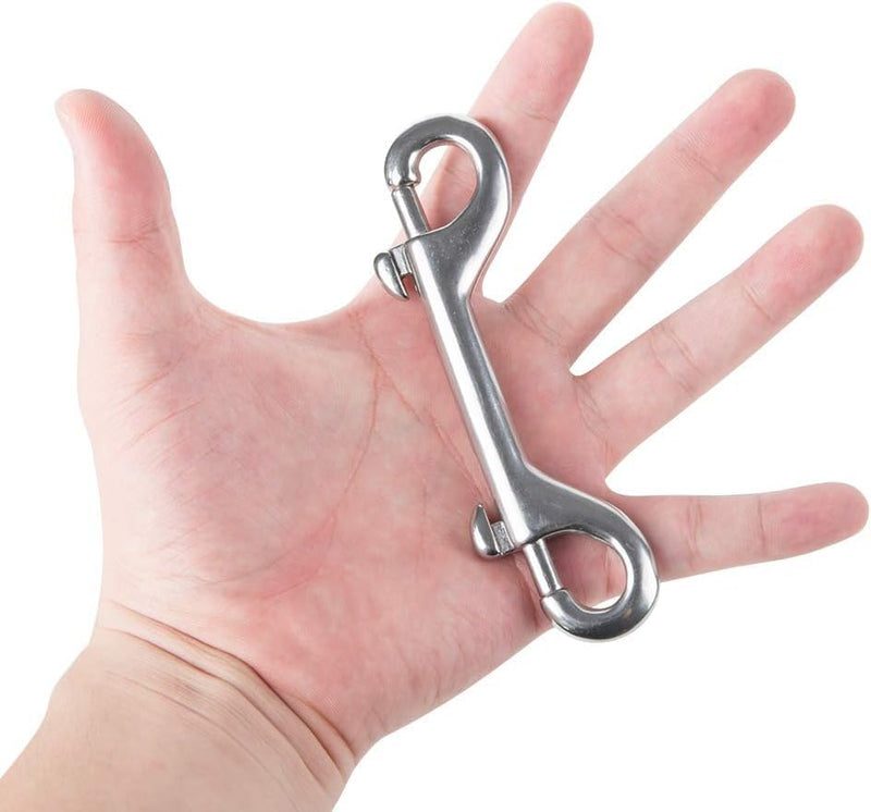 Double Ended Bolt Snap Hooks - Double Sided Trigger Snaps - Marine Scuba Diving Clips - Heavy Duty Stainless Steel 316 - for Dog Leash, Key Chain, Horse Tack, Feed Bucket - Set of 4 90mm