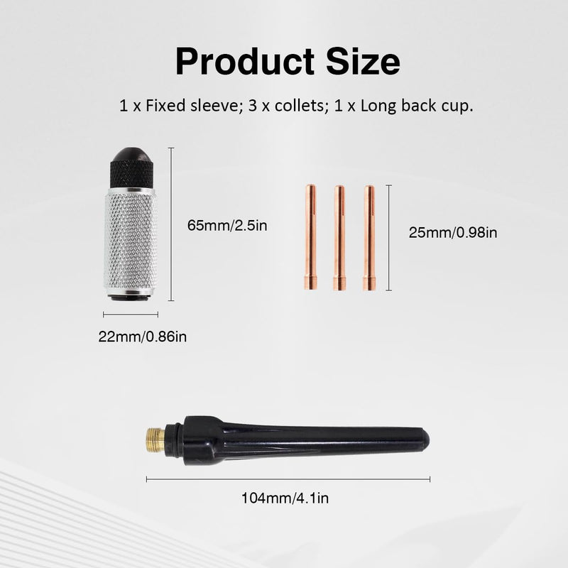 TIG Tungsten Manual Sharpener Holder TIG Collet and Long Back Cup Set TIG Grinding Set for 1/16'' 3/32'' 1/8'' Tungsten Electrode