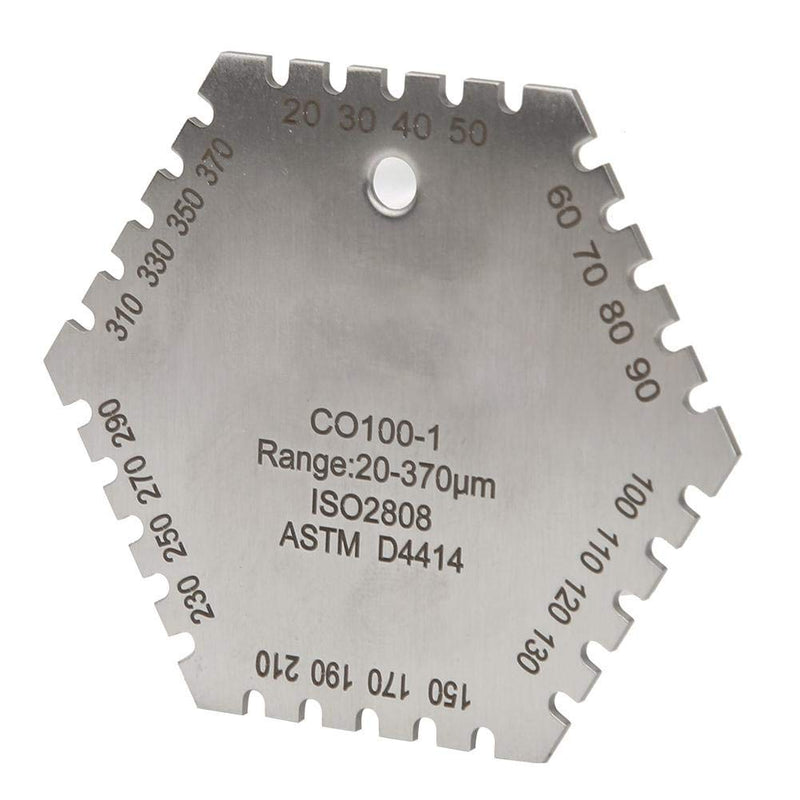 Wet Film Comb CO100-1 Stainless Steel Hexagonal High Exactness Wet Film Thickness Gage Wet Film Comb Card Thickness Meter Architectural Coatings 20-370um
