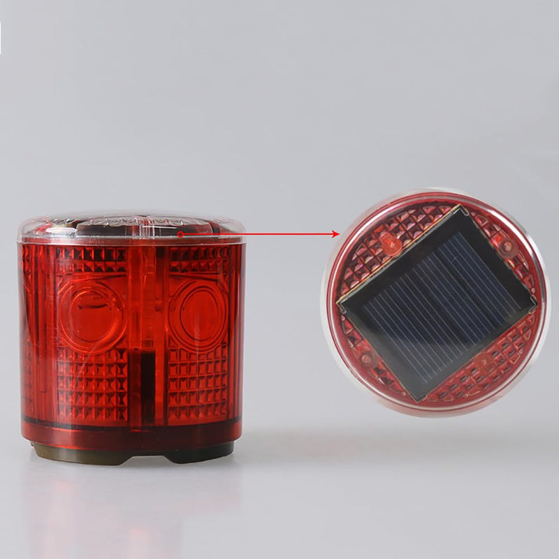 Solar Strobe Warning Light: IP54 Waterproof Flashing Safety Light High Bright LED Warning Lamp Traffic Light for Construction, Factory, Safety Road Sign, Dock Marine Beacon (Red-Column) Red-Column