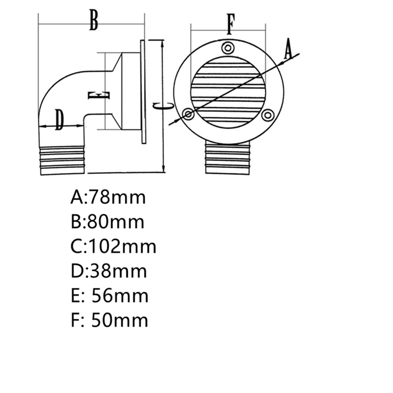 ISURE MARINE Boat Deck Drain Scupper 1-1/2"90 Degree Heavy Duty 316 Stainless Steel Floor Deck Drainage Cover