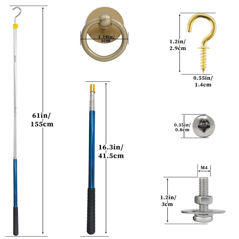 Attic Ladder Door Pull Down Hook Cord Stair System Parts, Rope with Handle for Attic Extension Ladder Pull Down System Hook Cord Kit Rope Replacement