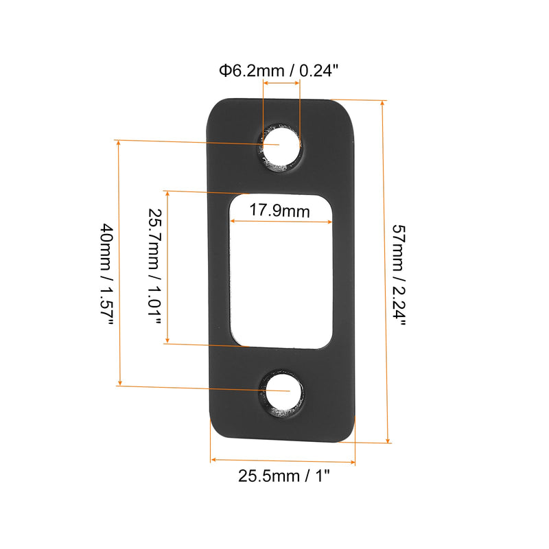 uxcell 4Set Door Strike Plate, 57mm x 25.5mm Stainless Steel Latch Deadbolt Replacement Lock Strike Plate for Door Frame Door Jamb Reinforcement, Round Corner, Black