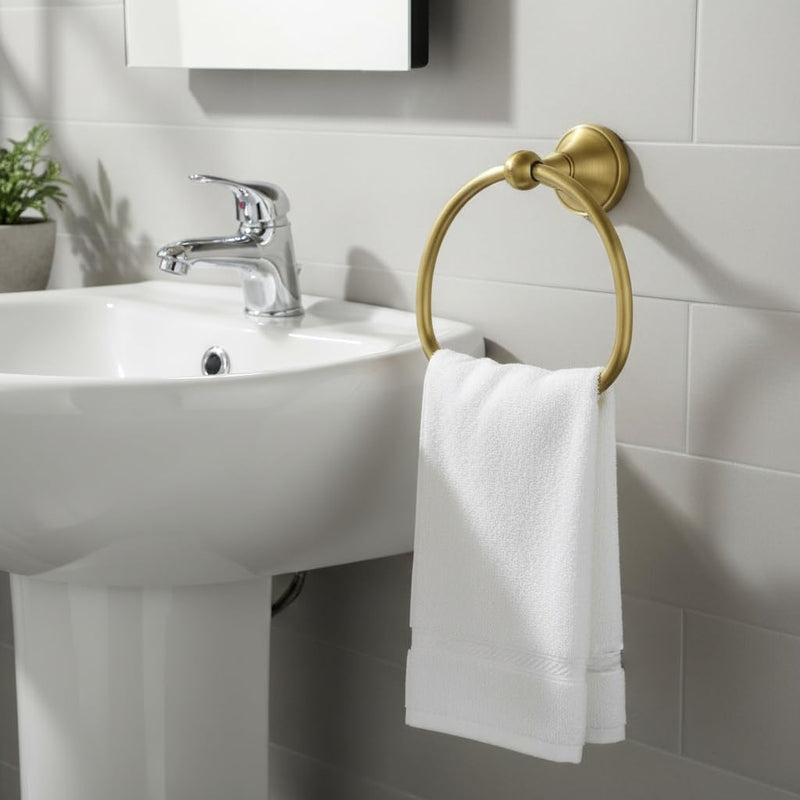 Brass Towel Ring,Antique Hand Towel Holder,Bathroom Antique Brass Hanger Towel Holder for Bathroom Wall Mounted Rustic Bath Accessories Half Round