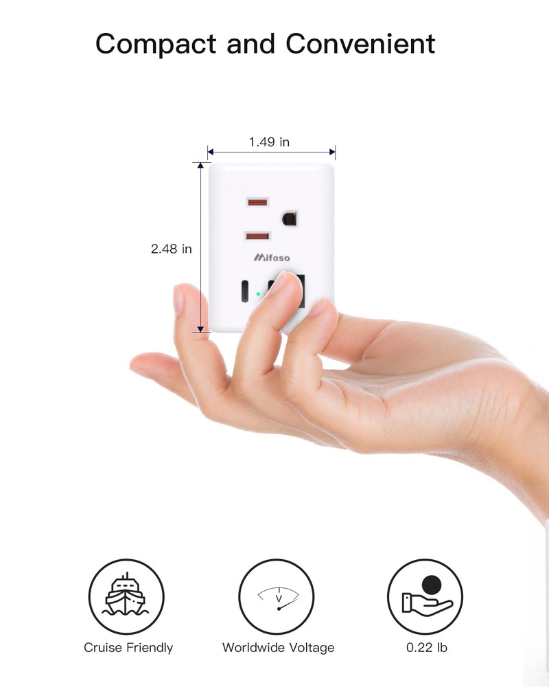 2 Pack European Travel Plug Adapter, International Power Plug Adapter with 3 Outlets 3 USB Charging Ports(2 USB C), Type C Plug Adapter Travel Essentials to Most Europe EU Spain Italy France Germany Type C Most of Europe - 2 PACK