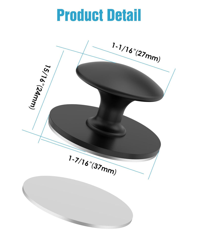 5 Pack Black Cabinet Drawer Knobs, Self-Adhesive Kitchen Handles, Self-Stick Hardware Cabinet Knobs, No-Punch Peel and Stick Knobs for Refrigerators, Dressers, Kitchen Cabinets, Windows, Closets 5