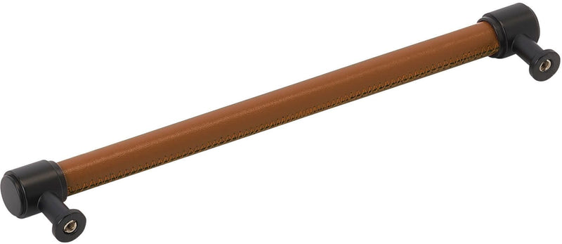 Signature Hardware 954069-O-81316 Lazzara 8-13/16 Inch Center to Center Cognac Leather Bar Cabinet Pull Golden Champagne