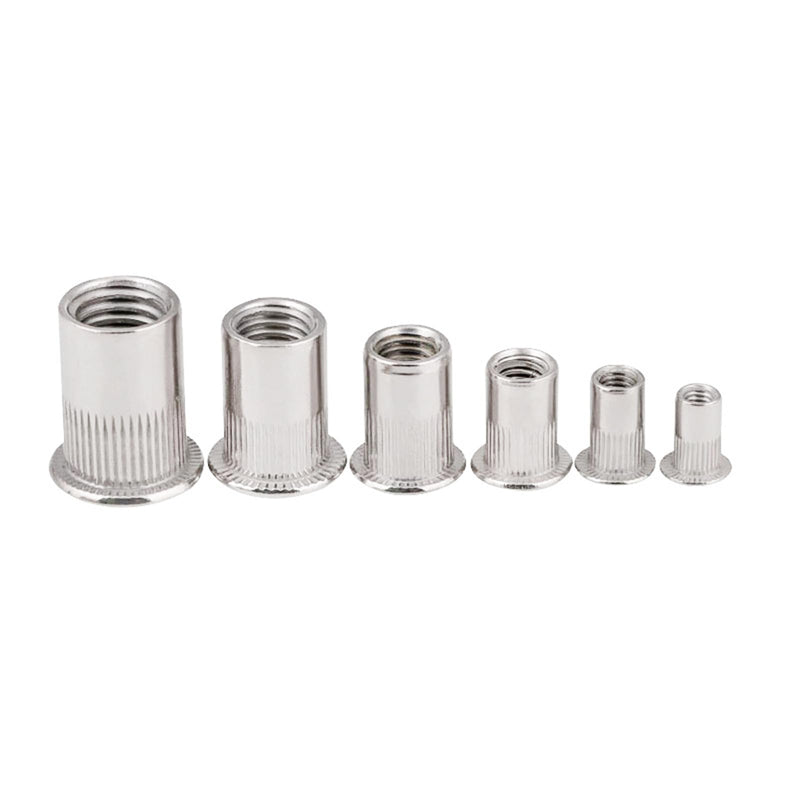 M5 Stainless Rivet Nuts, 304 Stainless Steel Threaded Insert Nut Nutsert Rivnuts, 100Pcs M5 Silver