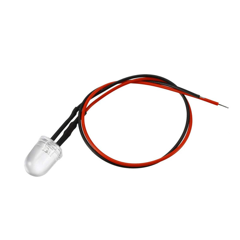 uxcell 10Pcs 10mm Pre Wired LED, White DC3-6V Clear Lens, Light Emitting Diodes