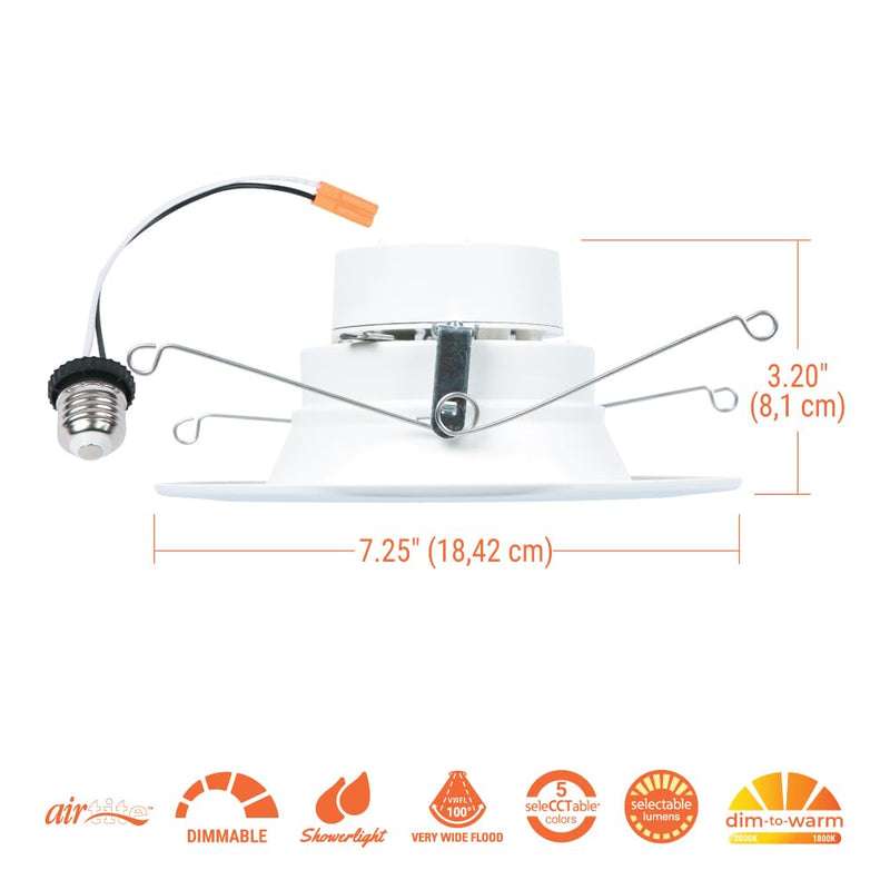 HALO RL Series 5/6 inch Recessed LED Light – Retrofit Ceiling & Shower Downlight, Selectable CCT and Selectable Lumens, Dim to Warm, Matte White Retrofit Baffle Trim, 900/1200 Lumens 900/1200 Selectable Lumens