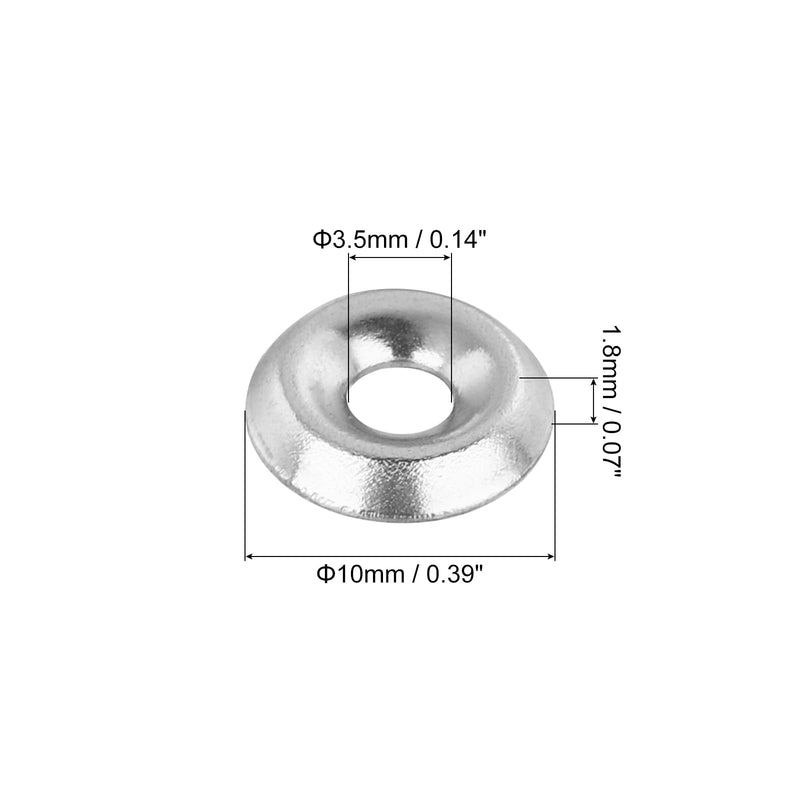 uxcell #4 304 Stainless Steel Cup Washer Countersunk for Screw Bolt 100pcs