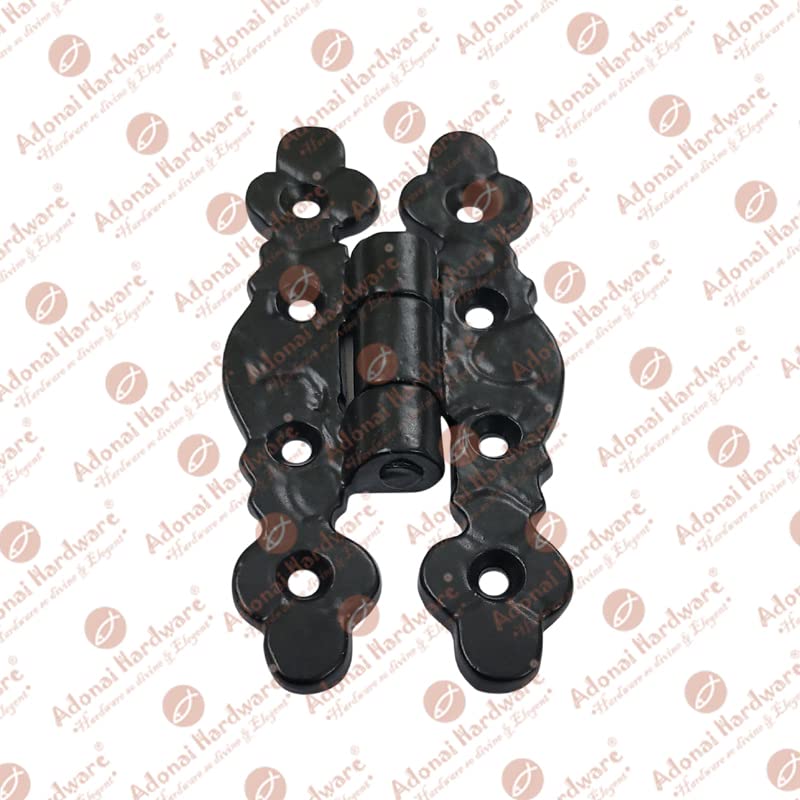 Adonai Hardware 3.5" "Adna Antique Cast Iron Butterfly H Cabinet Hinges (4 Pack, Matte Black) for Barn Doors, Cupboards, Wooden Jewelry Box, Furniture, Treasure Chest and Trunks