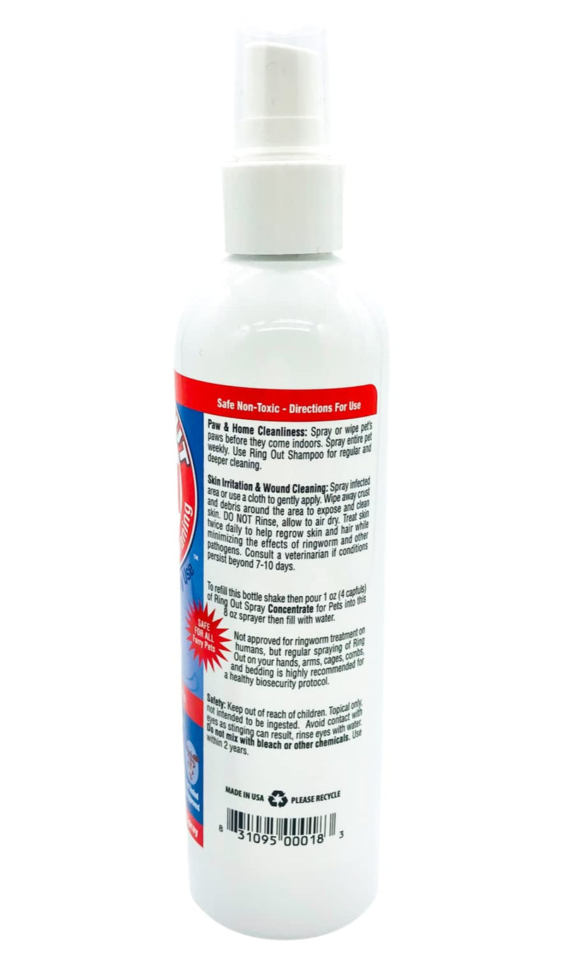 Ring Out for Pets: Control & Help Ringworm | Clean Pets Skin & Paws | Recovery & Itch Relief Calming Spray for Dog, Cat, Guinea Pig, Small or Large Animals/Pet. 8 oz Spray Bottle