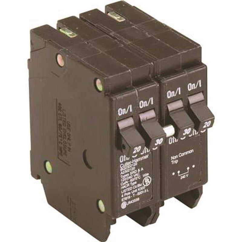Eaton BQC2302120 Quad Breaker One 2 Pole 30 Amp And Two 1 Pole 20 Amp Common Trip, 1 " x 1 " x 1"