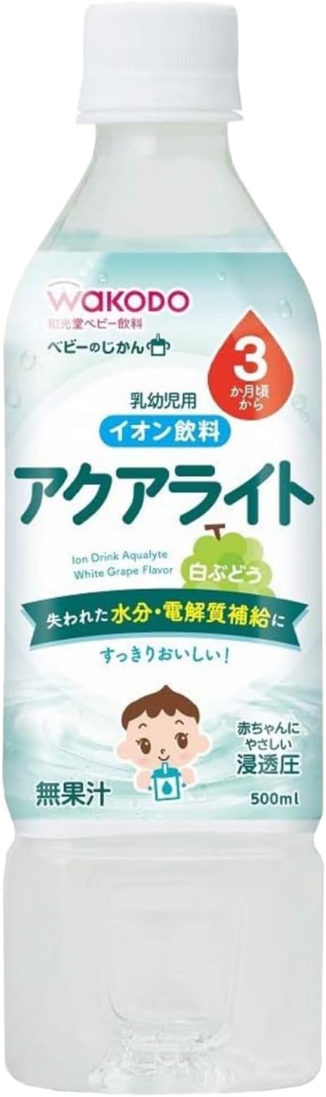 Wakodo Aqua Light Baby Barley Tea, 16.9 fl oz (500 ml) x 4 Apples, 16.9 fl oz (500 ml) x 3 Bottles, White Grapes, 16.9 fl oz (500 ml) x 3 Bottles, Total of 10 Bottles - NewNest Australia