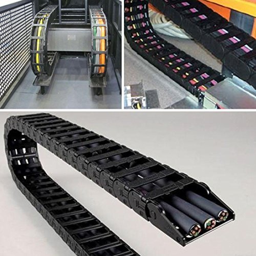 URBEST 15mm x 40mm Black Plastic Flexible Nested Semi Closed Drag Chain Cable Wire Carrier 1M for Electrical Machines 15x40mm