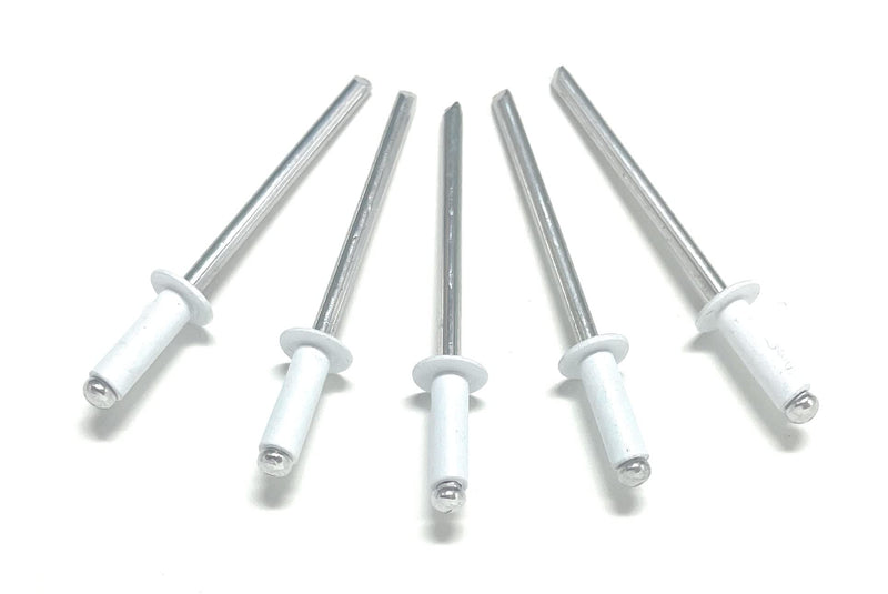 Metal Magery 100 White Aluminum Open End Pop Rivets QTY: 100 (4-4 1/8" x 1/4" (0.188-.250 Inch Grip Range)) 4-4 1/8" x 1/4" (0.188-.250 Inch Grip Range)
