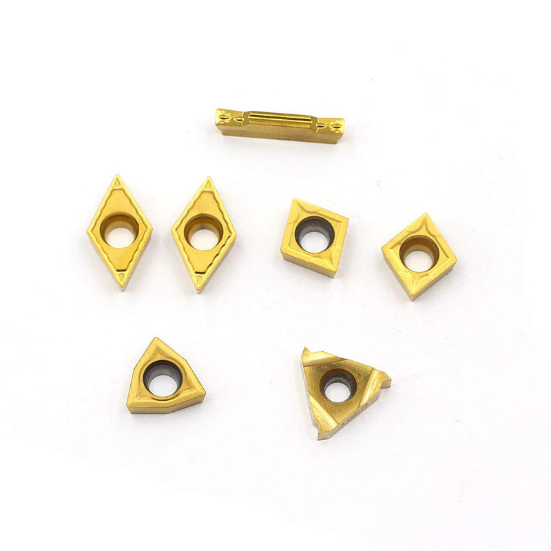OSCARBIDE Carbide Turning Inserts MGMN300,16ER A60,WCMT06T304,CCMT09T304,DCMT11T304 CNC Lathe Insert for 5/8" or 3/4" Indexable Lathe Turning Tool Holder Insert Replacement, 7 Pieces