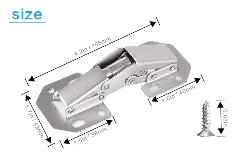 4-Pack Hidden Hinges for Cabinet Doors Frameless, Concealed Cabinet Hinges, Surface Mount Hinges 4 Pack
