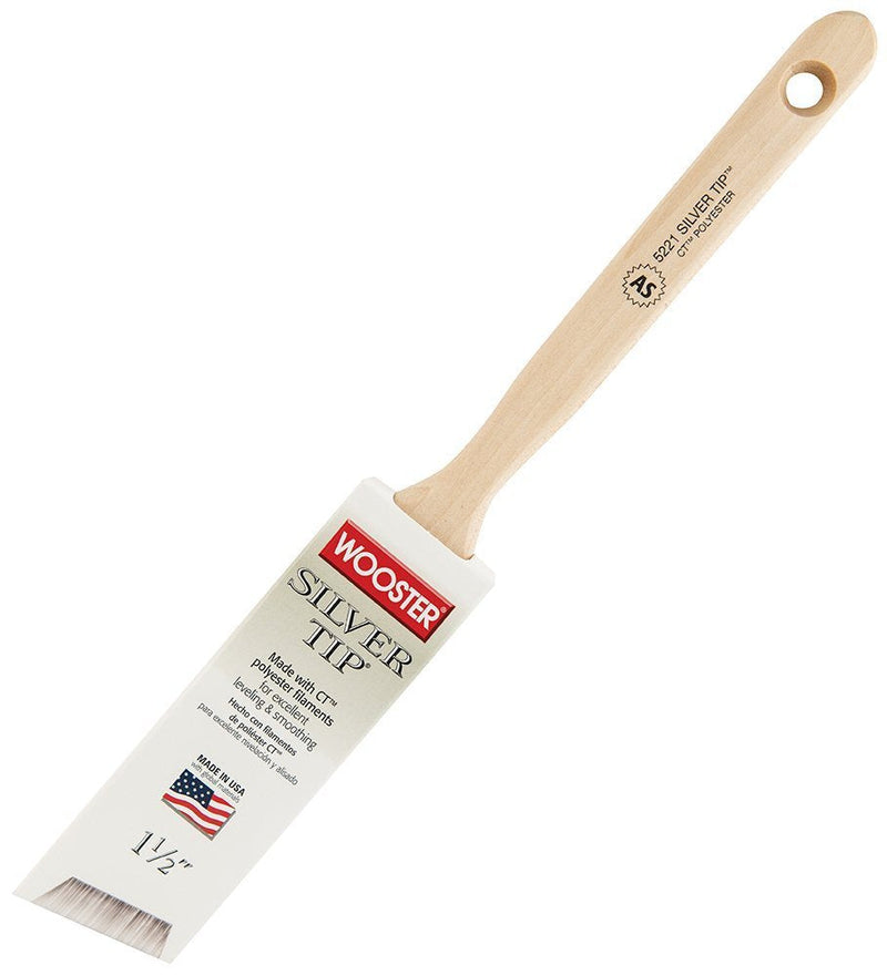 Wooster Brush 5221-1-1/2 Silver Tip Angle Sash Paintbrush, Pack of 6