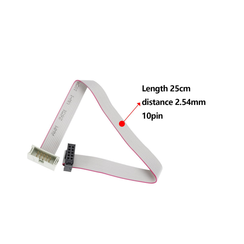 2Pcs 10 Pins IDC Extension Cable IDC Extension Jumper Connector Male to Female IDC Extension Cable 2.54mm Pitch Double Row Flat Ribbon Cable