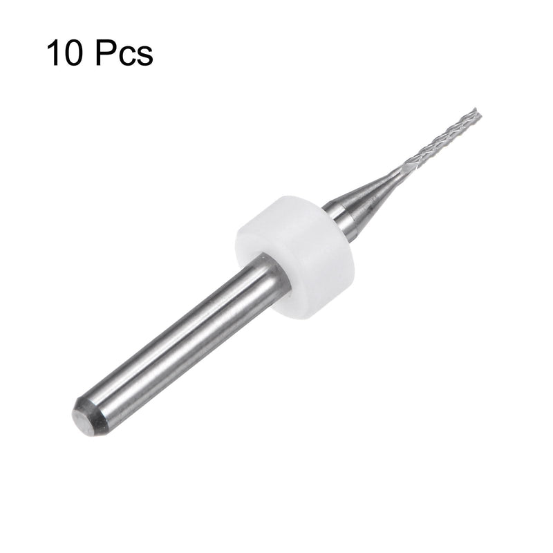 HARFINGTON 10pcs End Mill Bits 1mm Solid Carbide CNC Router Bits Engraving Cutter Tools for PCB Circuit Board Milling Machine Wood Carving, 1/8" Straight Shank White