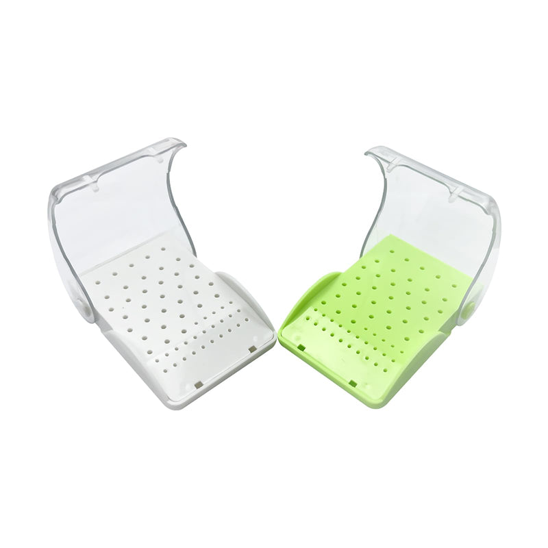 Dental Bur Blocks Station, YOUYA DENTAL 60 Holes Dental Bur Autoclavable Case Organizer with Cover Case, Dental Burs Holder Organizer for Slow Speed High Speed Burs Diamond Burs Drill Dentist Tool White