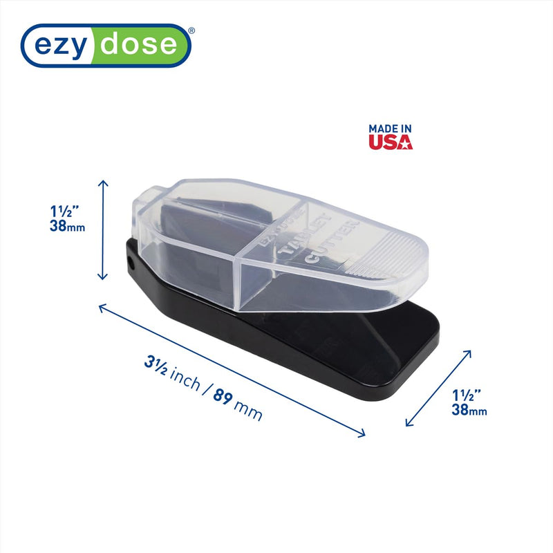 EZY DOSE Pill Cutter and Splitter, Cuts Pills, Vitamins, Tablets, Stainless Steel Blade, Travel Sized, Safely Cut Pills and Vitamins, Accurate and Easy Cutting, Black, BPA Free Standard