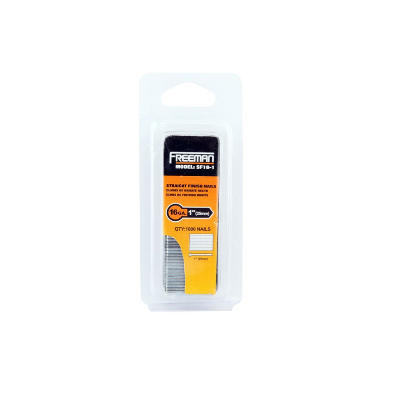 Freeman SF16-1 1-Inch by 16 Gauge Straight Finish Nail, 1000 Per Box 16 Gauge 1"
