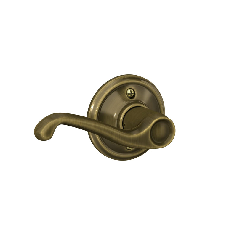 Schlage F10 FLA 609 Flair Door Lever, Hall & Closet Passage Lock, Antique Brass Standard