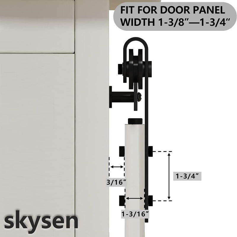 skysen Cabinet Sliding Barn Door Hardware Kit Super Mini Sliding Door Hardware for Wardrobe Cabinet TV Stand (ykd2-Roller Set)