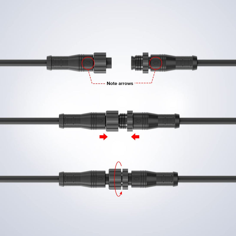 BTF-LIGHTING 4 Pin Electrical Metal nut Connector 20AWG IP68 Male Female Connector 7.87in/20cm Extension Cable for Car,Truck,Boat,Indoor/Outdoor LED Strip Lights/String 15mm Metal Nut Small Size 1to1 4 Pin Small Size