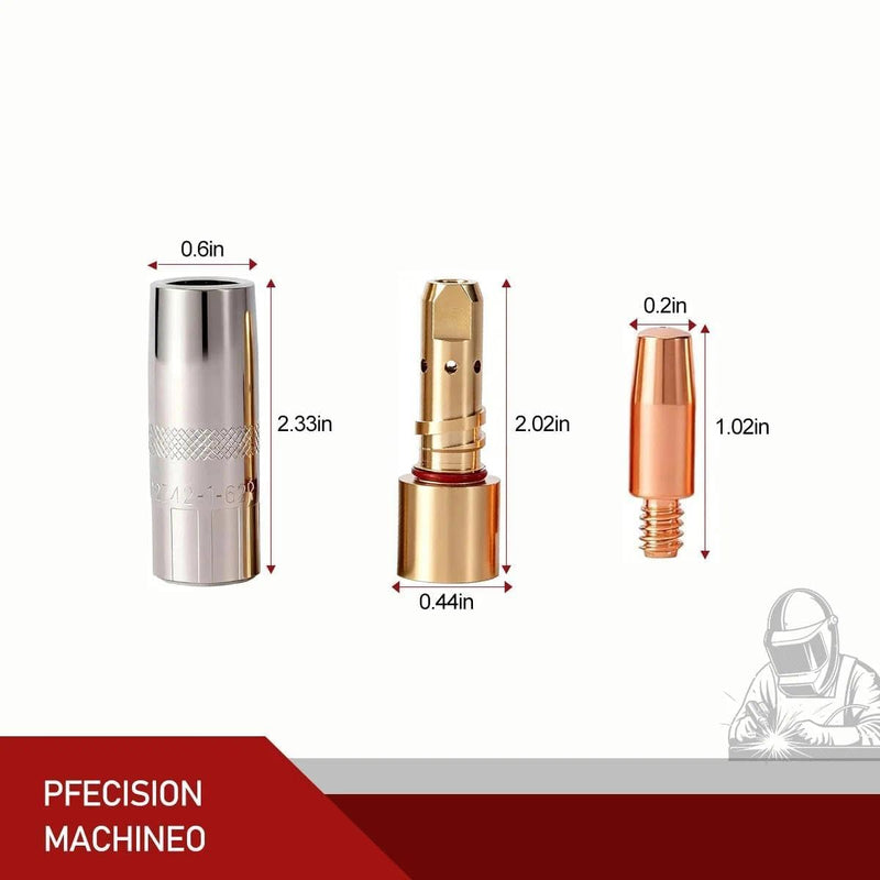 12-PK MIG Welding Gun Kit with .045" Tips - Nozzles - Diffusers Compatible with Lincoln Magnum PRO 250L/300L (KP2744-045, KP2742-1- 62R, KP2746-1) (62R)12PK.045" Kit