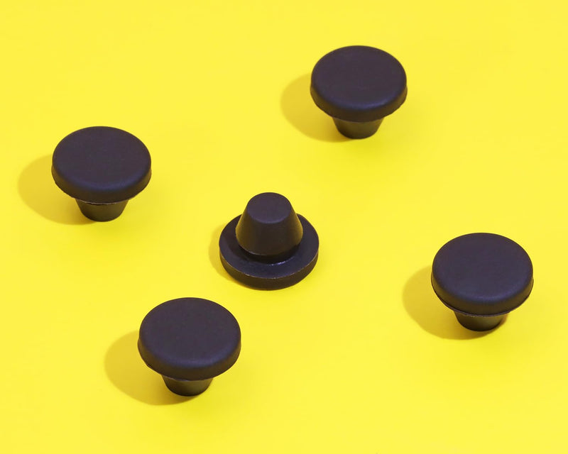 ONLYKXY 5 Pcs Black Silicone Round Snap in Type Locking Furniture Hole Plugs Button Protective Cover Cap Head (8mm) 8mm/0.31inch