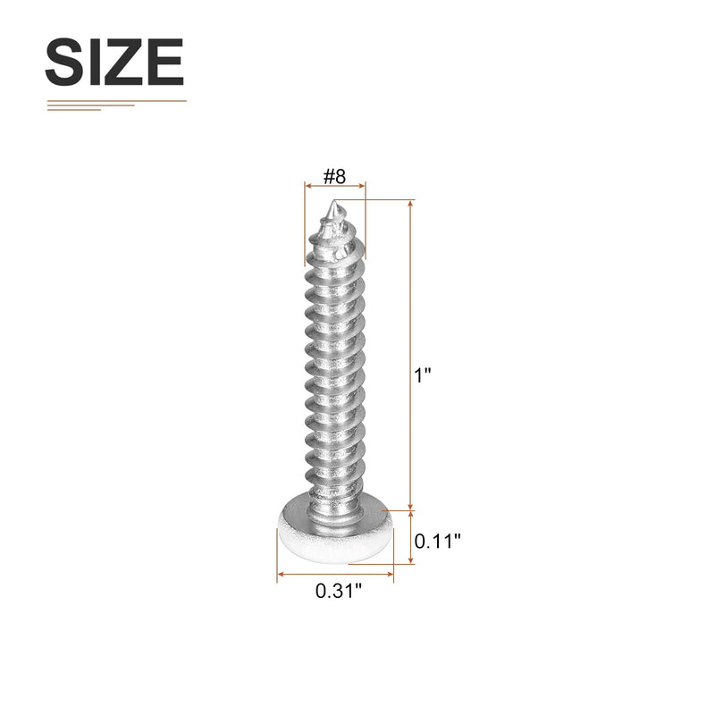 #8x1 White Screws - 50Pack - 304 Stainless Steel Pan Head Phillips Sheet Metal Screw Self-Tapping Screw Wood Screws #8x1" 50