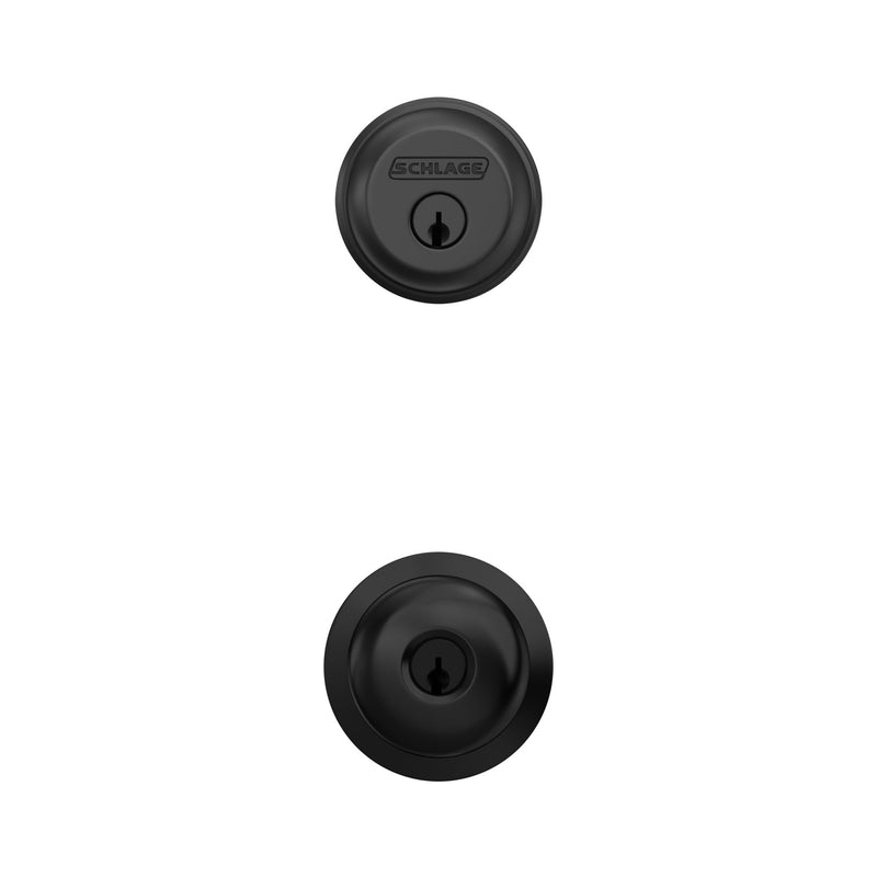 Schlage FB50 N G PLY 622 Single Cylinder Deadbolt and Keyed Entry Plymouth Knob, Matte Black