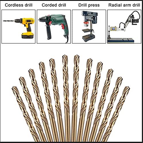 13/64 Inch Cobalt Drill Bit Set, M35 Jobber Length Twist Drill Bits,Suitable for Drilling in Hard Metal, Stainless Steel, Cast Iron,10 Pieces 13/64"(10pcs)