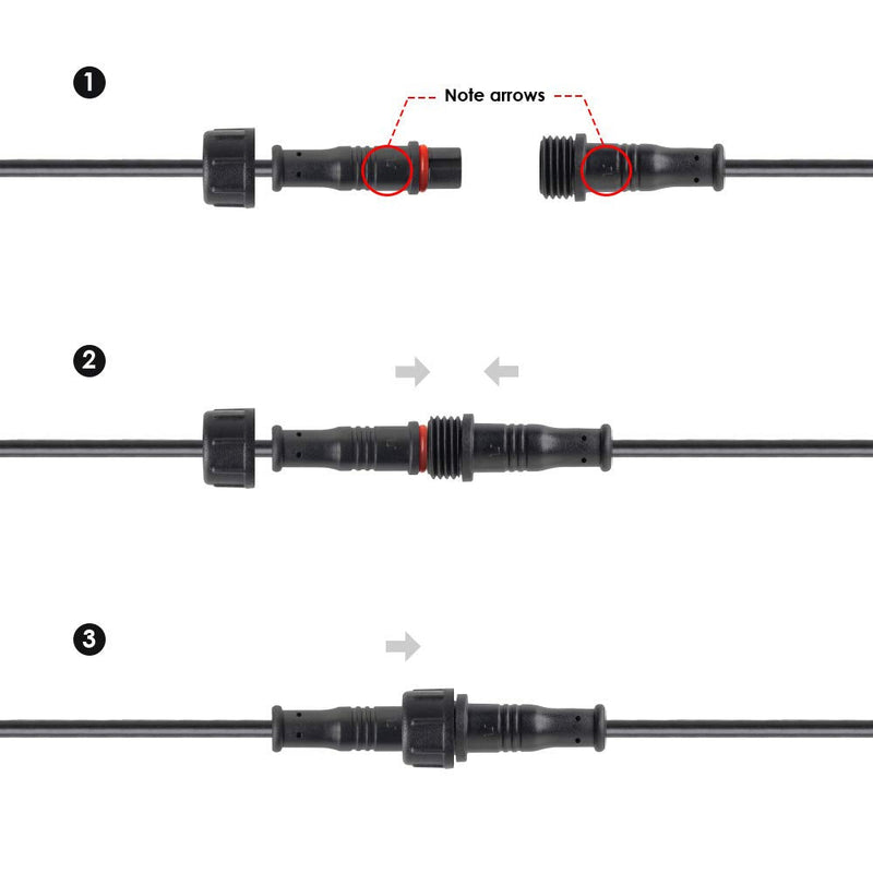BTF-LIGHTING 3 Core 3 Pin Small Size IP65 Y Shape 1 Male Divided 2 Female Splitter Connector Black Plastics 0.32mm²/22AWG 15mm Nut 1 PCS 1 to 2 Y - NewNest Australia