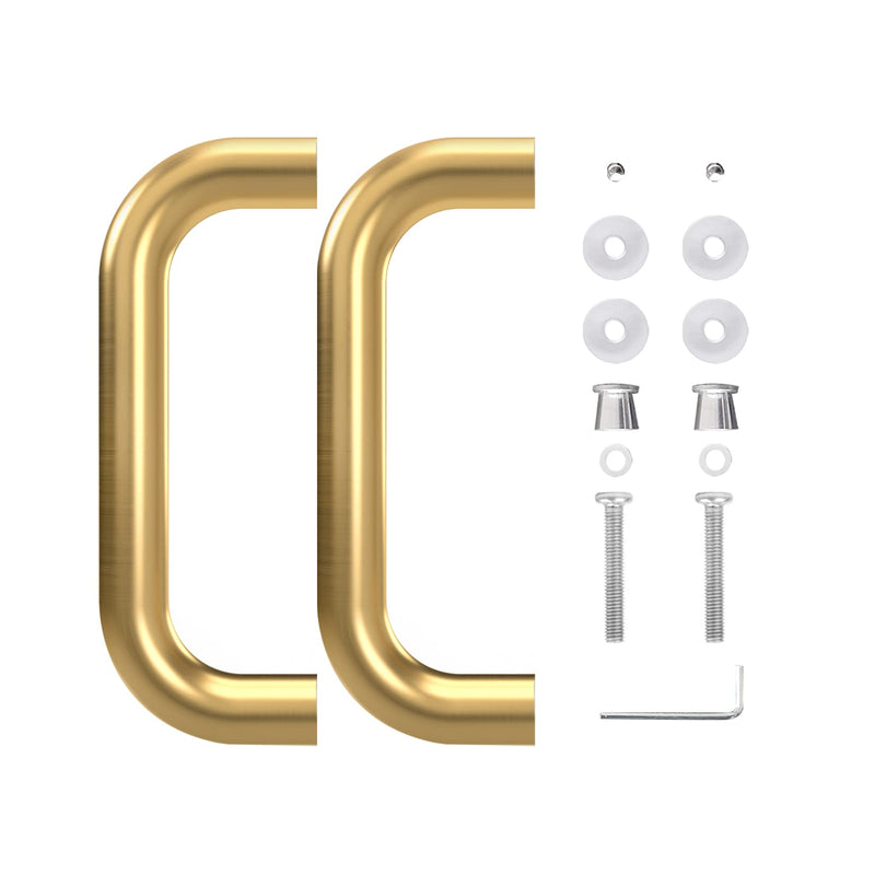 CKB 6" Shower Door Pull Back to Back Handle Compatible with 1/4" to 1/2" Thickness Glass for Frameless Shower Doors, Gold Plated with 304 Stainless Steel 6"(Hole to Hole) Brushed Deep Gold